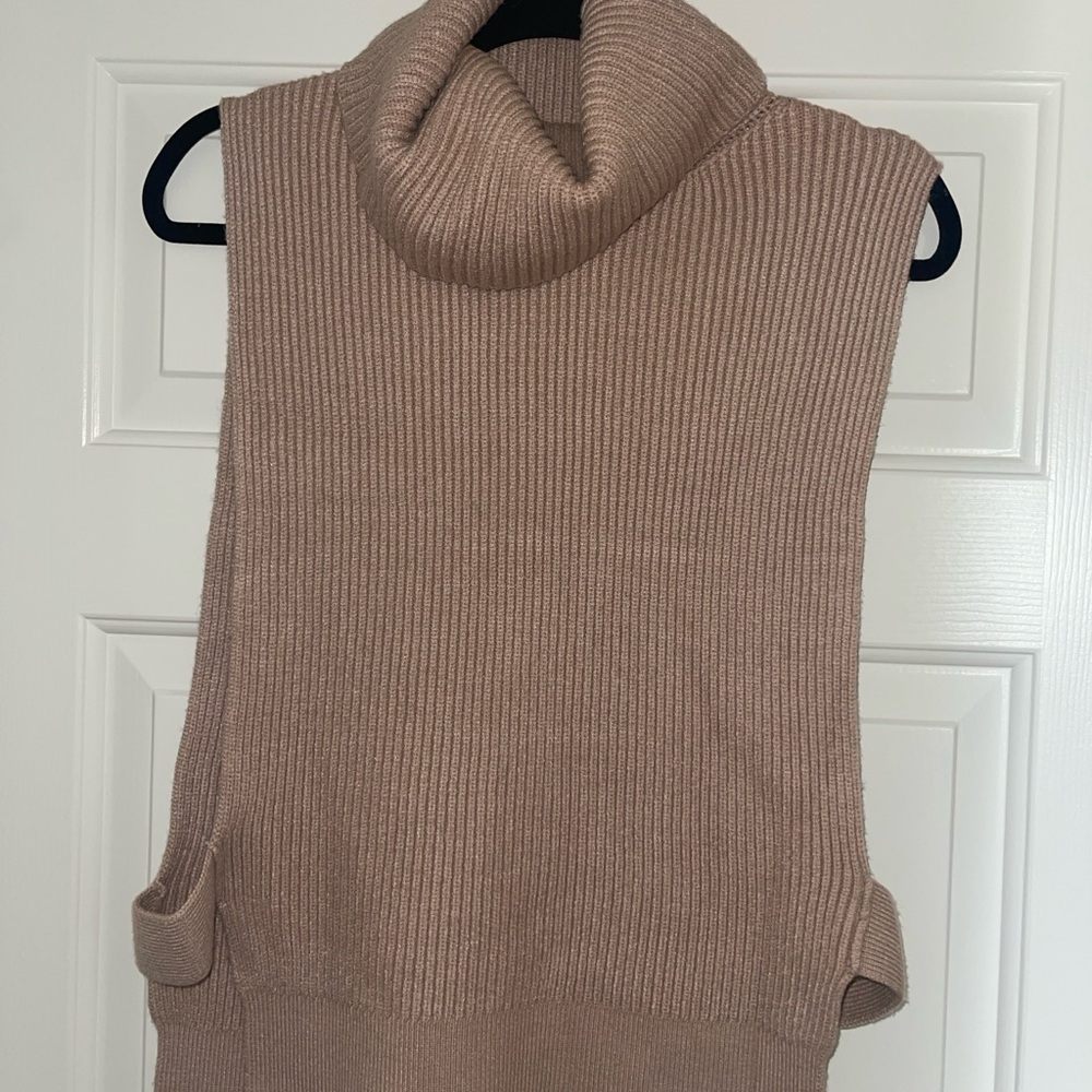 Anthropologie Taupe Turtleneck Sweater Vest